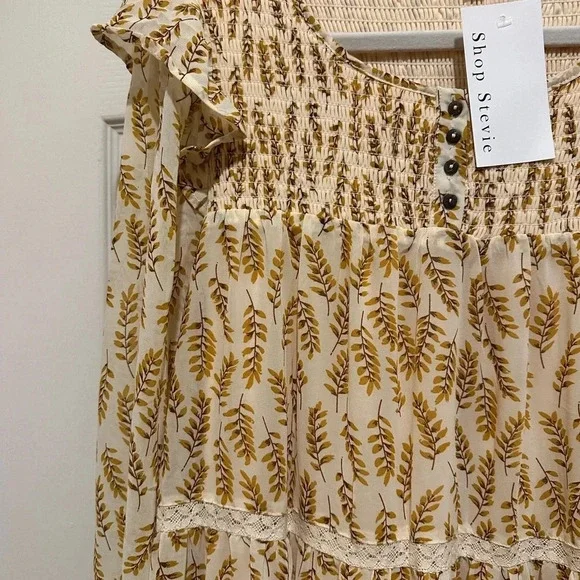 NWT Shop Stevie Long Sleeve Tiered Flowy Maxi Dress - Picture 8 of 9